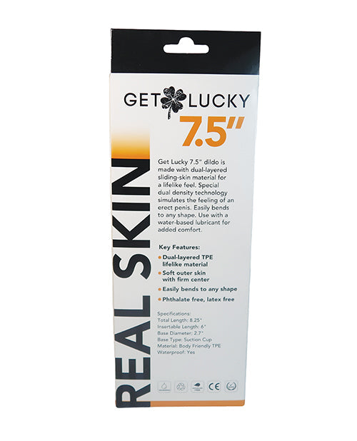 Get Lucky 7.5" Big Dildo | Real Skin Realistic Dildo | Flesh Suction Cup Dildo | Flexible Large Dildo