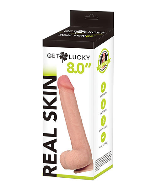 Get Lucky 8.0" Big Dildo | Real Skin Realistic Dildo | Flesh Suction Cup Dildo | Waterproof Large Dildo