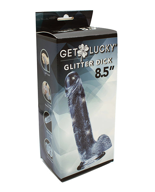 Get Lucky 8.5" Big Dildo | Real Skin Glitter Dick Realistic Dildo | Clear Suction Cup Dildo