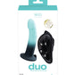 VeDO Duo Silicone Dildo w/Harness - Turquoise/Black