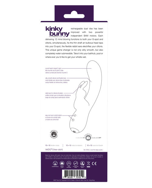 VeDO Kinky Bunny Plus Rechargeable Dual Vibe - Deep Purple