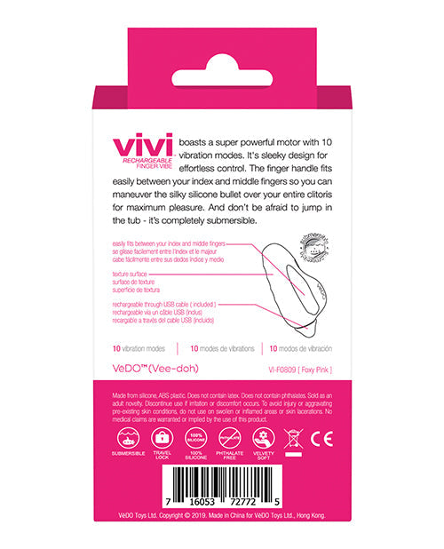 VeDO VIVI Bullet Vibrator | Rechargeable Finger Vibrator | Foxy Pink 10x Clit Vibrator | Best Vibrator for Women