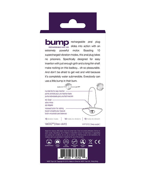 VeDO Bump Rechargeable Anal Vibe - Deep Purple