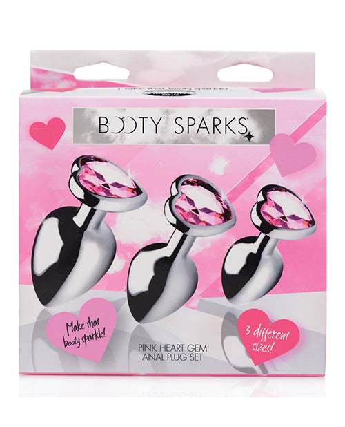 Booty Sparks Pink Heart Gem Anal Plug Set