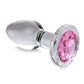 Booty Sparks Pink Gem Glass Anal Plug - Small