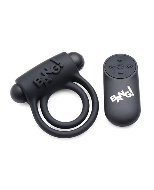 Bang! Vibrating Cock Ring & Bullet w/Remote Control - Black