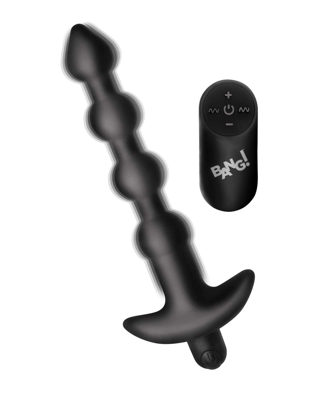 Bang! 28X Vibrating Silicone Anal Beads w/Remote Control - Black