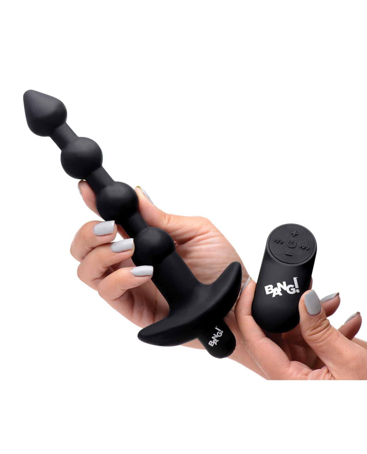 Bang! 28X Vibrating Silicone Anal Beads w/Remote Control - Black