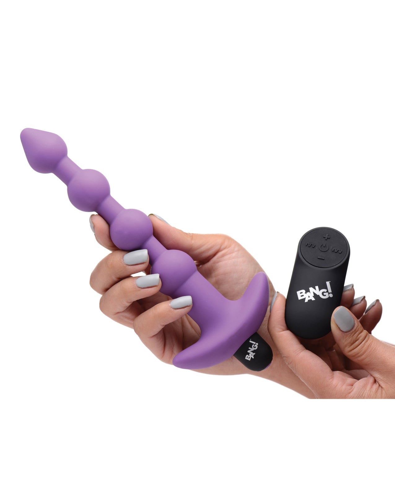 Bang! 28X Vibrating Silicone Anal Beads w/Remote Control - Purple