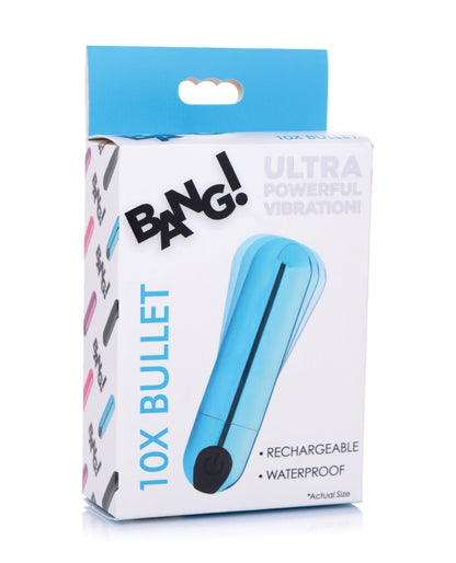 Bang! 10X Rechargeable Vibrating Metallic Bullet - Blue