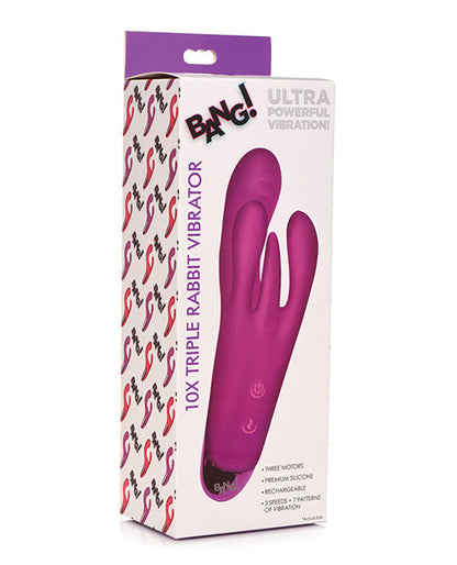 Bang 10X G Spot Vibrator | Triple Rabbit Vibrator | 3-Speed Purple Clit Vibrator | Best Vibrator for Women