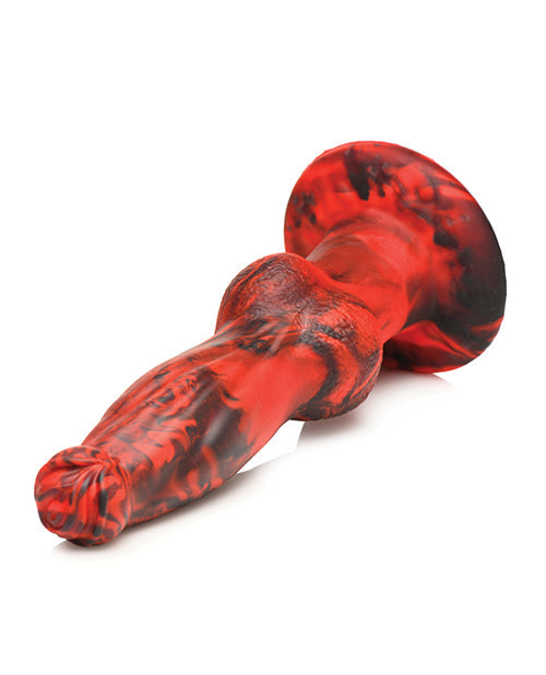 Creature Cocks Hell-Wolf Thrusting & Vibrating Silicone Dildo - Black/Red