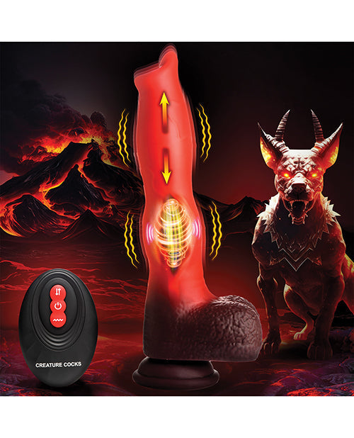 Creature Cocks Ramming Hound Thrusting & Vibrating Silicone Dildo w/Remote Control - Red/Brown