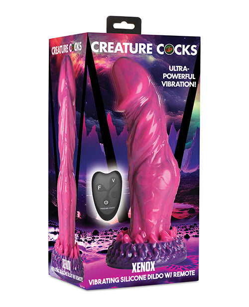 Creature Cocks Xenox Vibrating Silicone Dildo w/Remote - Pink/Purple