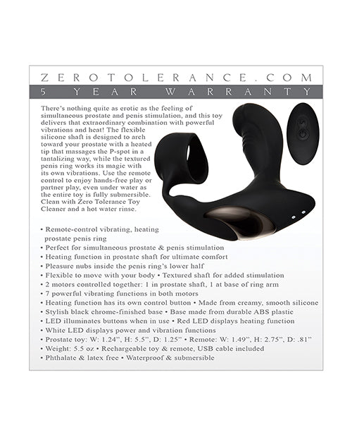 Zero Tolerance Strapped & Tapped Rechargeable Prostate Vibrator - Black